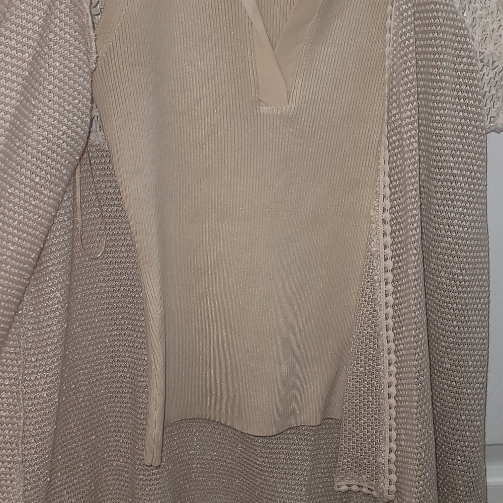 INC International Concepts Cream V-Neck Sweater